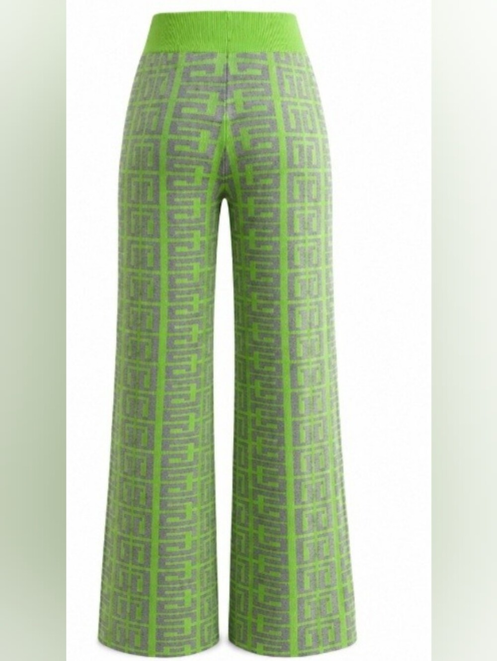 Akira ShopAkira Green Gray Geometric Knit Wide Leg Pants Size XL - Picture 2 of 8